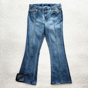 Canyon Retreat Retro Stretch Bootcut / Slim Flare Jeans With Slit Cuffs, Size 14